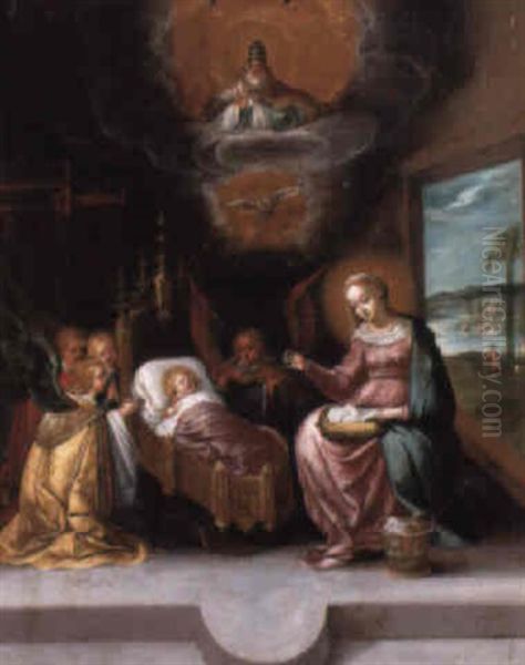 The Infancy Of Christ With The Trinity Oil Painting by Cornelis de Baellieur the Elder