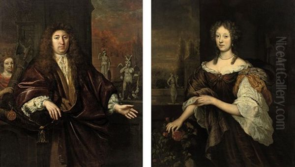 Portrait Of Gisbert Cuper  (+ Portrait Of  Aleida Van Suchtelen; Pair) Oil Painting by Jan de Baen