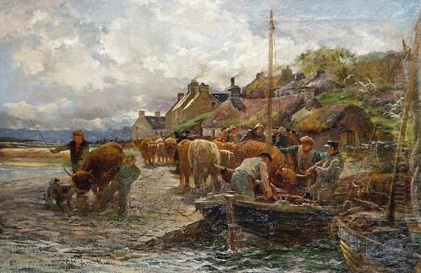 Loading The Cattle, Isle Of Skye Oil Painting by Charles James Adams