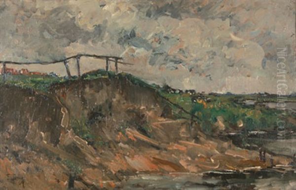 Fluslandschaft Mit Kuhen Oil Painting by Fritz Baer