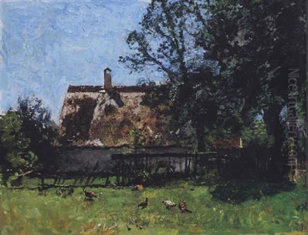 Bauernhaus In Menzing Oil Painting by Fritz Baer