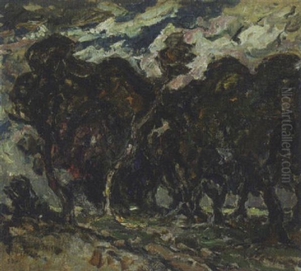 Schleisheimer Allee Oil Painting by Fritz Baer