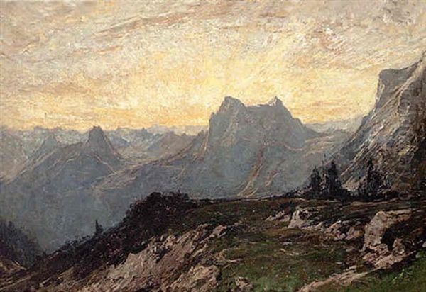 Hochgebirgslandschaft Oil Painting by Fritz Baer