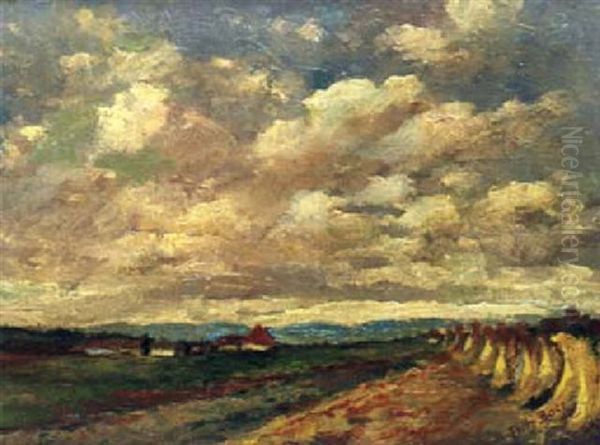 Landschaft Mit Getreidegarben Oil Painting by Fritz Baer