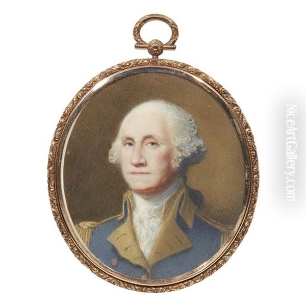 Portrait Miniature Of George Washington In Uniform, Circa 1900 Oil Painting by William Jacob Baer