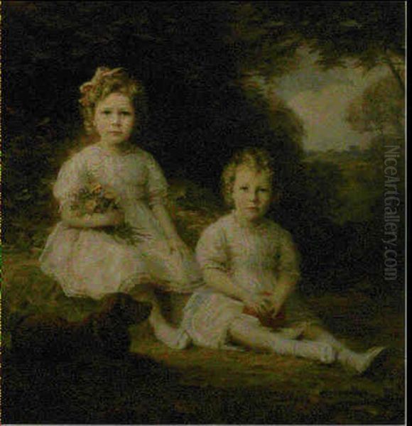 Young Sisters Oil Painting by William Jacob Baer