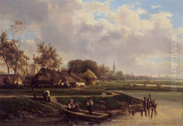 Hollandishces Dorfmotiv Oil Painting by Felix de Baerdemaeker