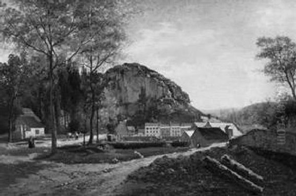 Dorf In Einer Felslandschaft Oil Painting by Felix de Baerdemaeker