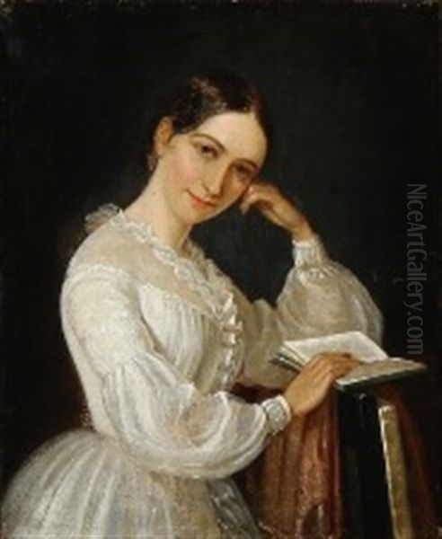 Portrait Of The Danish Actress Johanne Luise Heiberg (1812-1890) Oil Painting by Emilius Baerentzen