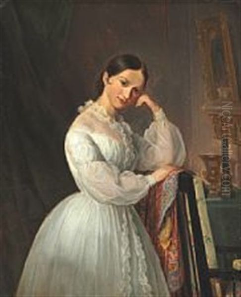 Portrait Of Johanne Luise Heiberg Oil Painting by Emilius Baerentzen