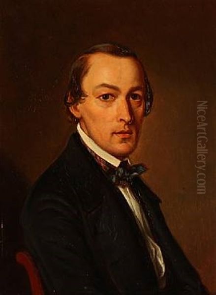 Portrait Of Accountant In The Ministry Of War, War Council, Later Head Of Finance Hans Henrik Thomsen (1817-1892) Oil Painting by Emilius Baerentzen