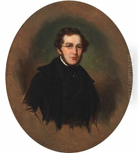 Portrait Of The Dansih Poet Hans Peter Holst by Emilius Baerentzen