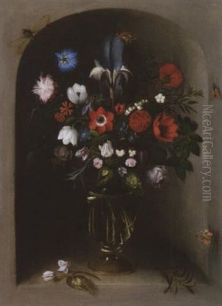 Nature Morte Aux Fleurs Oil Painting by Johannes Baers