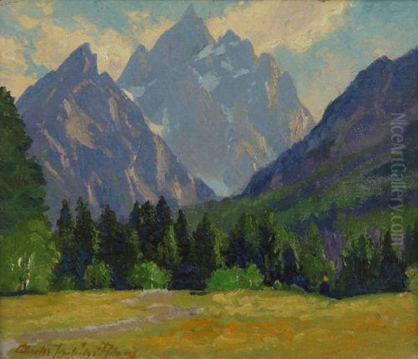 Majestic Peaks (the Grand Tetons) Oil Painting by Charles Partridge Adams