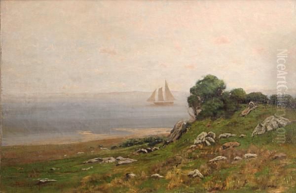 Ship Sailing Off The Coast, Thought To Be San Francisco Bay Oil Painting by Charles Partridge Adams