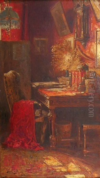 A Studio Oil Painting by Edgar (Alfred) Baes