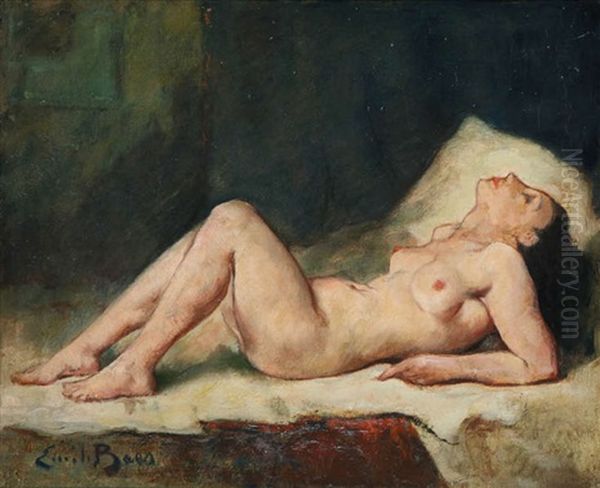 Reclining Nude Oil Painting by Emile Baes