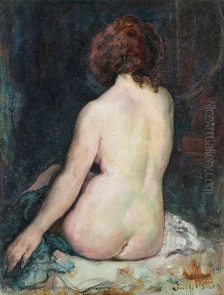 Nude, Backside Oil Painting by Emile Baes