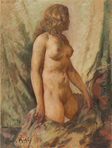 Nu Drape Oil Painting by Emile Baes