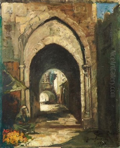 Rue De Jerusalem Oil Painting by Emile Baes