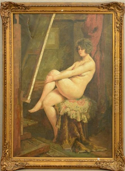 Nue Dans L'atelier Oil Painting by Emile Baes