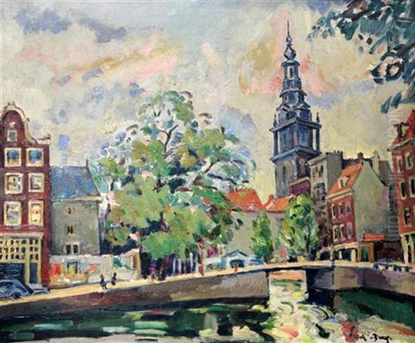 Church In Amsterdam Oil Painting by Emile Baes