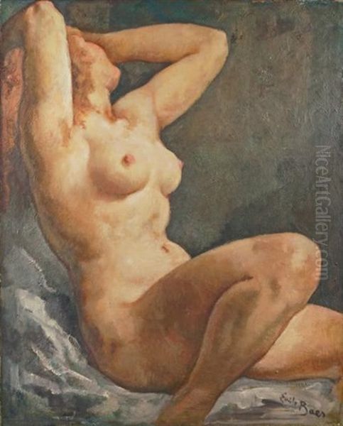 Nu Assis, Paris Oil Painting by Emile Baes