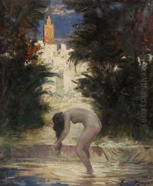 Sous Les Murs Oil Painting by Emile Baes