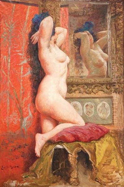 Nu Debout Se Regardant Dans Un Miroir Oil Painting by Emile Baes