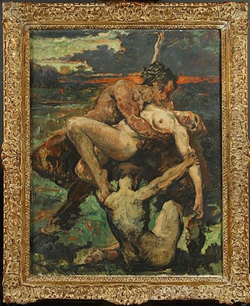 Sater Ontvoert Nimf Oil Painting by Emile Baes