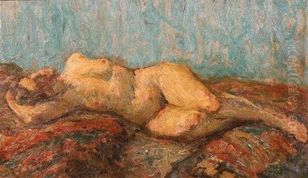 Femme Nue Allongee Oil Painting by Emile Baes