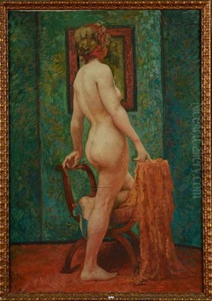 Femme Nue Au Miroir Oil Painting by Emile Baes