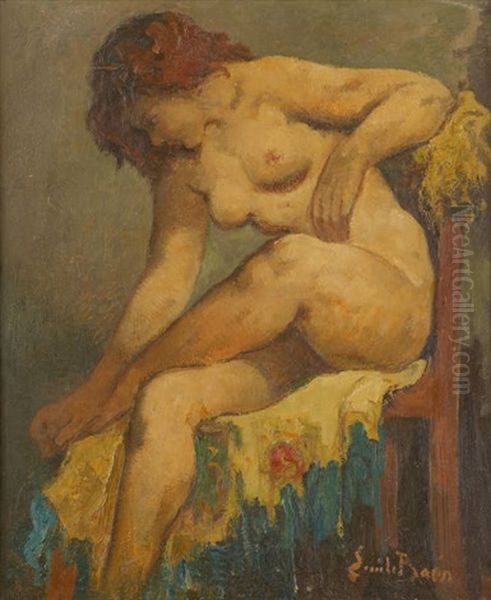 Jeune Femme Nue A La Chaise Oil Painting by Emile Baes