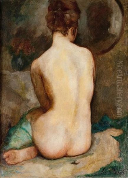 Nu Feminin De Dos Oil Painting by Emile Baes