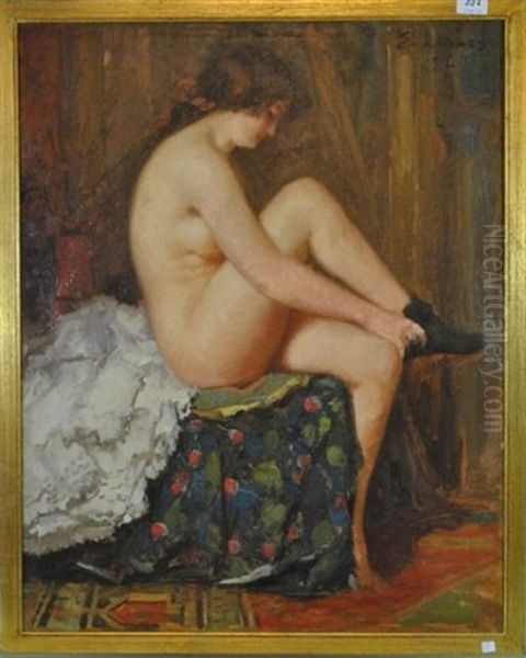 Femme Nue Oil Painting by Emile Baes