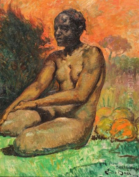 Jeune Africaine A La Presse Bruxelloise Oil Painting by Emile Baes