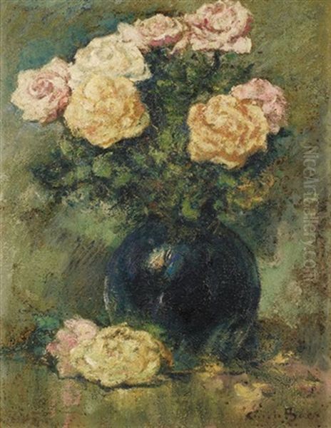 Bouquet De Roses Oil Painting by Emile Baes