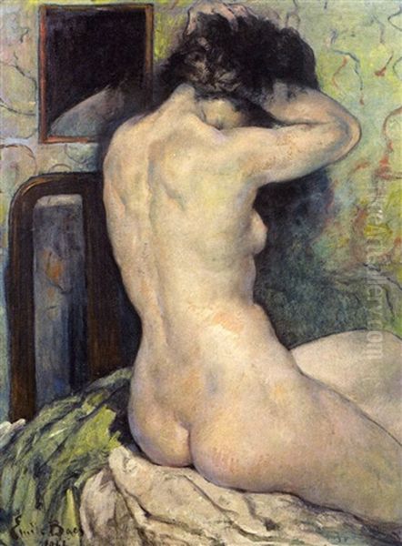 Femme Nue Se Coiffant Oil Painting by Emile Baes