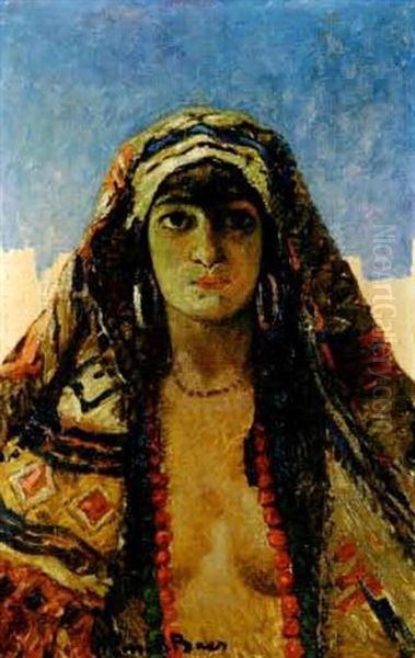 Portrait De Jeune Fille Orientale Oil Painting by Emile Baes