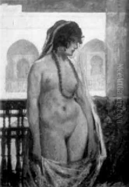 Femme Nue Au Collier Oil Painting by Emile Baes