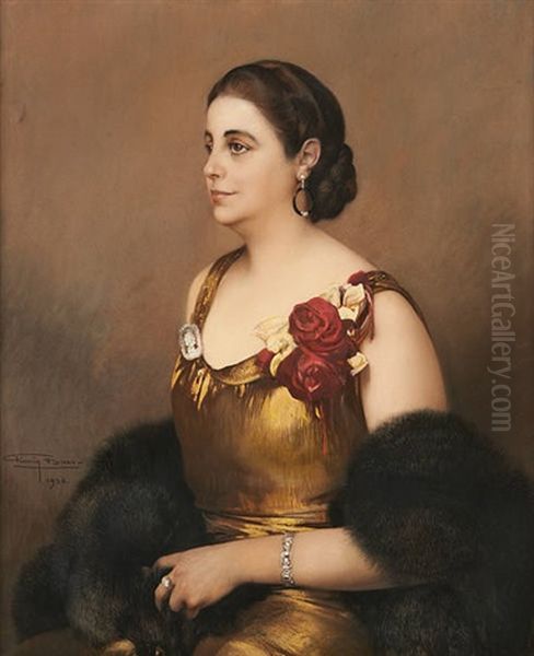 Portrait De Madame Timmers-verhoeven Oil Painting by Firmin Baes