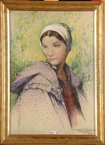 Portrait D'une Jeune Fille A La Coiffe Blanche Oil Painting by Firmin Baes