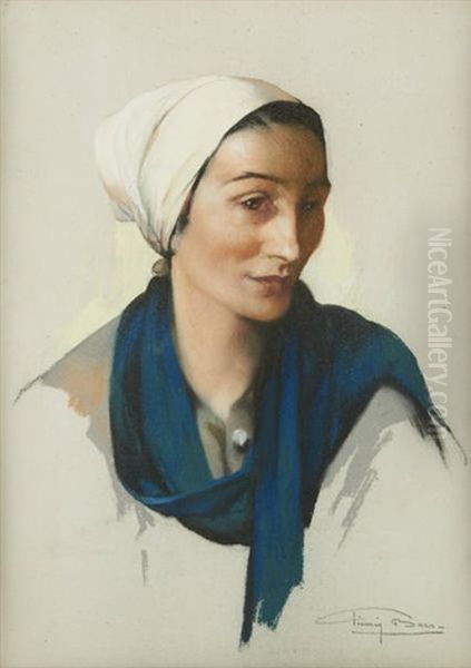 Femme A L'echarpe Bleue Oil Painting by Firmin Baes