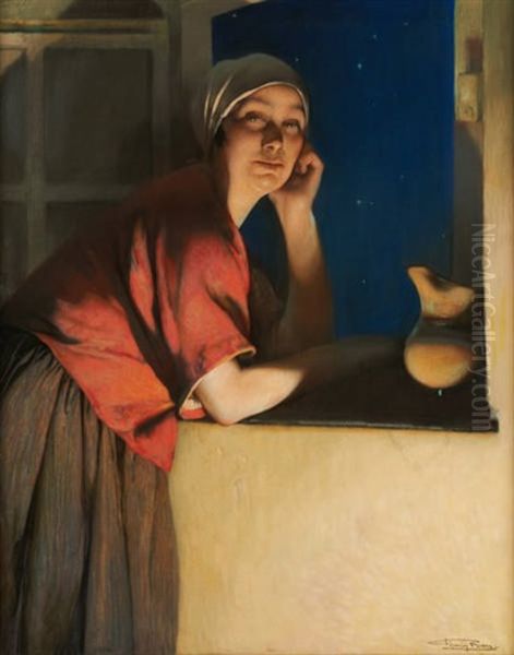 Femme A Sa Fenetre Oil Painting by Firmin Baes