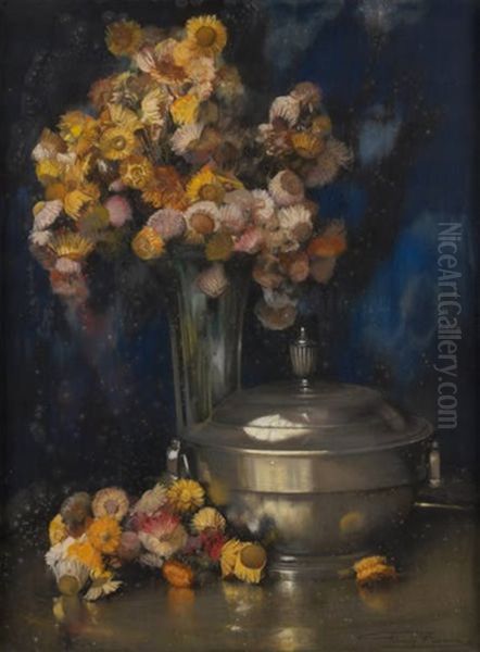 Composition Florale Avec Soupiere Oil Painting by Firmin Baes