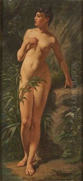 Jeune Femme Nue Devant Les Rochers Oil Painting by Lionel-Oscar Baes