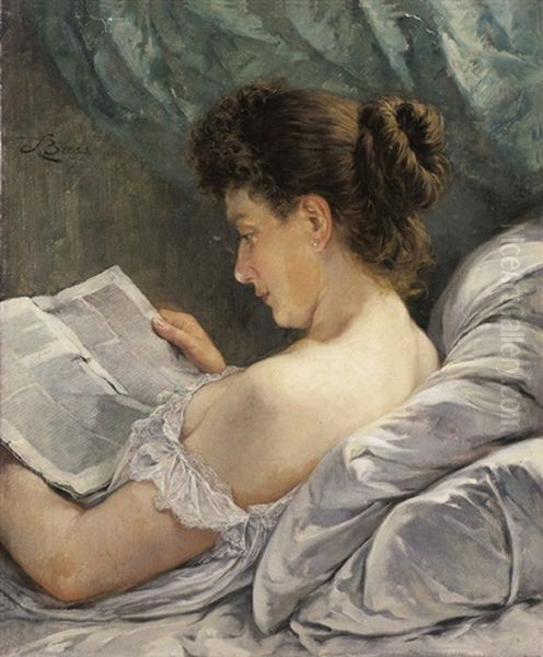 Femme A La Lecture Oil Painting by Lionel-Oscar Baes