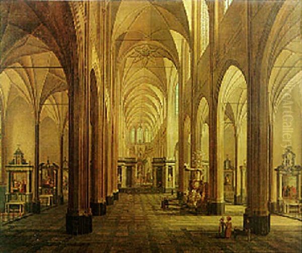 The Interior Of The St. Baafs-cathedral, Ghent by Angelus De Baets