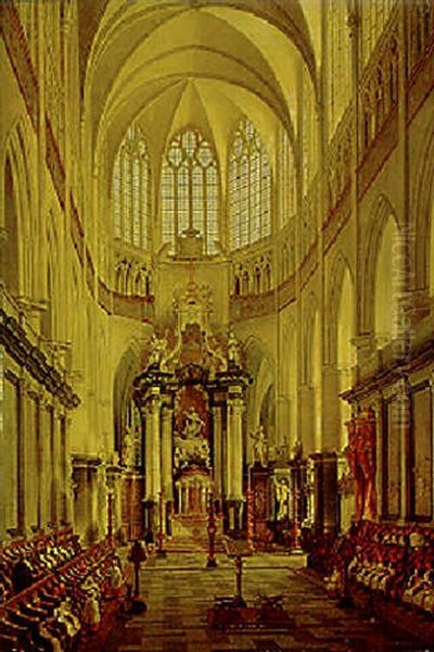 The Interior Of The Sint Baafs-cathedral, Ghent Oil Painting by Angelus De Baets