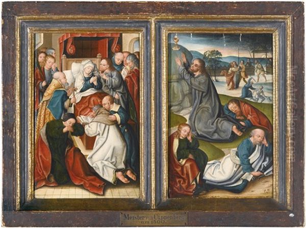 The Dormition Of The Virgin; The Agony In The Garden (pair) Oil Painting by Jan (the Master of Cappenberg) Bagaert